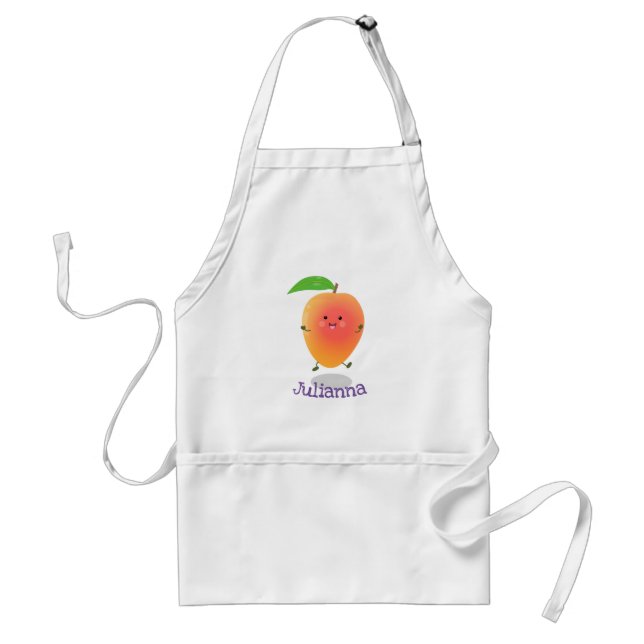 Cute happy mango cartoon illustration adult apron (Front)