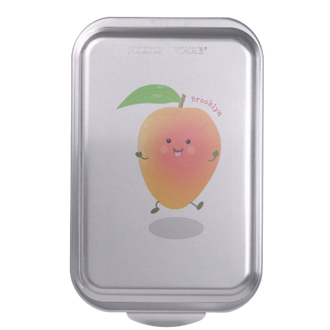 Cute happy mango cartoon illustration cake pan (Front Vertical)