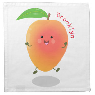 Cute happy mango cartoon illustration cloth napkin