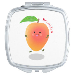 Cute happy mango cartoon illustration compact mirror