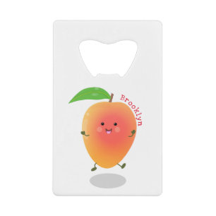 Cute happy mango cartoon illustration credit card bottle opener