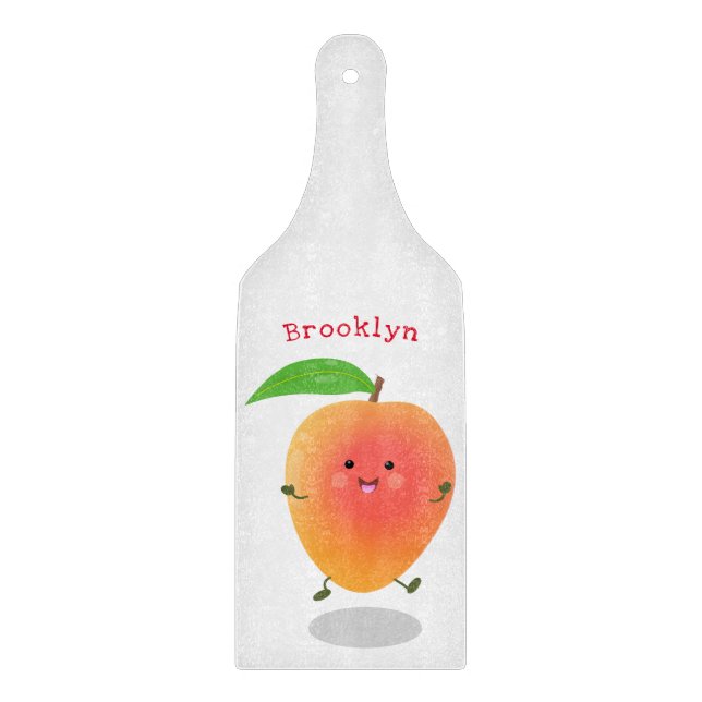 Cute happy mango cartoon illustration cutting board (Front)