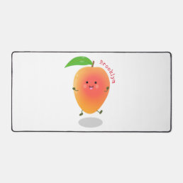 Cute happy mango cartoon illustration desk mat