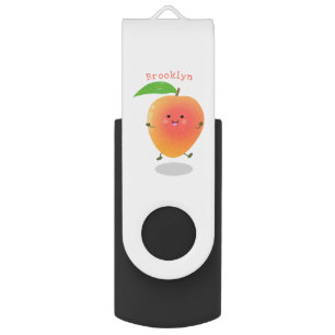 Cute happy mango cartoon illustration flash drive