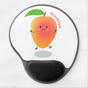 Cute happy mango cartoon illustration gel mouse pad