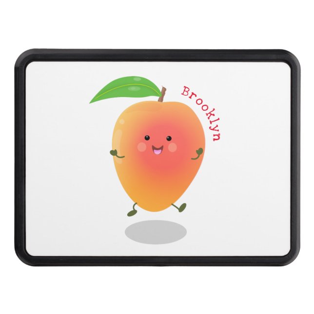 Cute happy mango cartoon illustration hitch cover (Front)