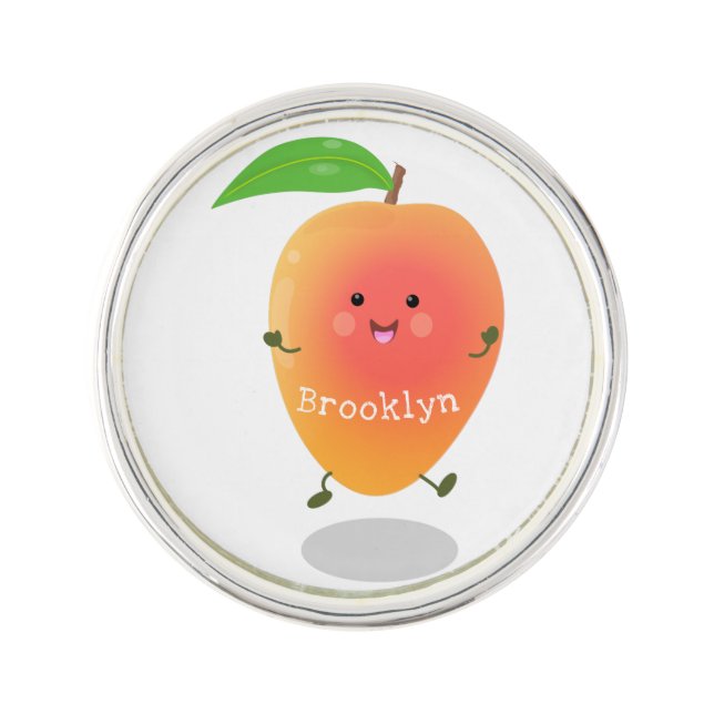 Cute happy mango cartoon illustration lapel pin (Front)