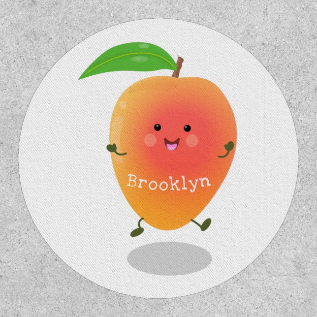 Cute happy mango cartoon illustration patch (Front)