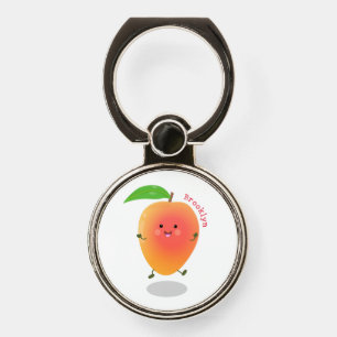 Cute happy mango cartoon illustration phone ring stand