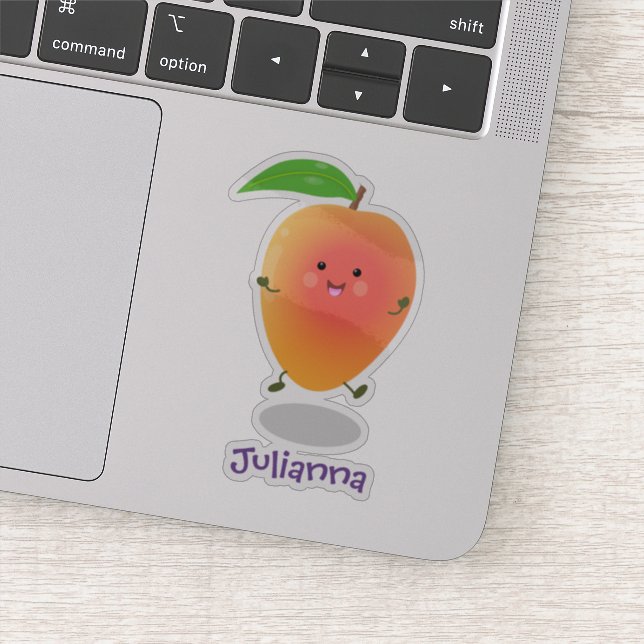 Cute happy mango cartoon illustration sticker (Detail)