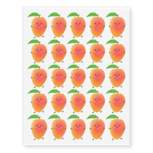 Cute happy mango cartoon illustration temporary tattoos