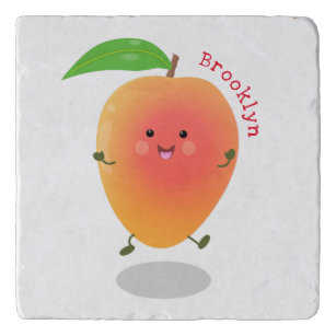 Cute happy mango cartoon illustration trivet