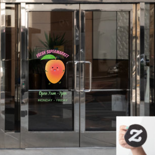 Cute happy mango cartoon illustration window cling