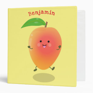 Cute happy mango yellow cartoon illustration 3 ring binder