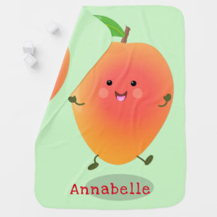 Cute happy mango yellow cartoon illustration baby blanket
