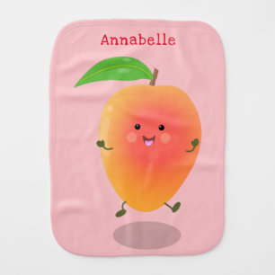 Cute happy mango yellow cartoon illustration baby burp cloth