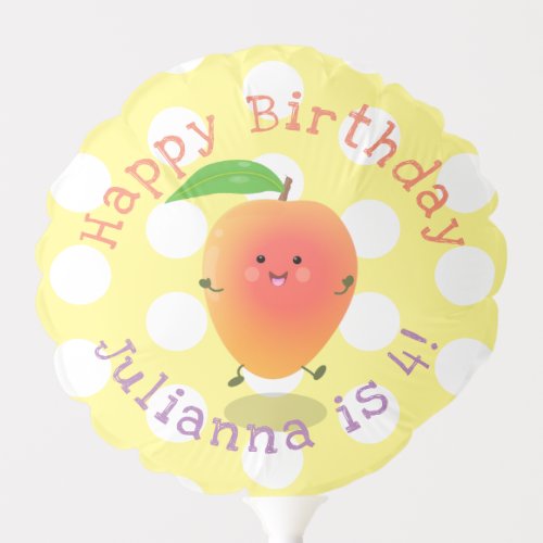 Cute happy mango yellow cartoon illustration balloon