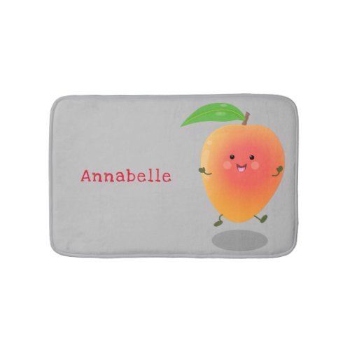 Cute happy mango yellow cartoon illustration bath mat