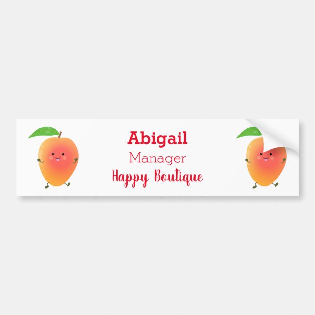 Cute happy mango yellow cartoon illustration bumper sticker (Front)