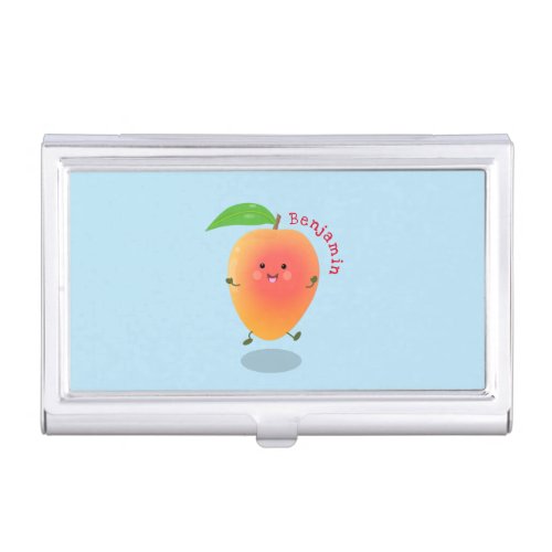 Cute happy mango yellow cartoon illustration business card case