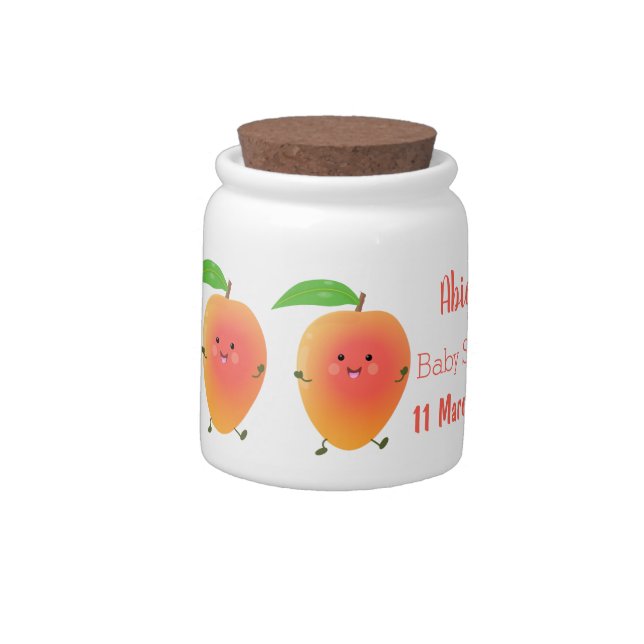 Cute happy mango yellow cartoon illustration candy jar (Left)