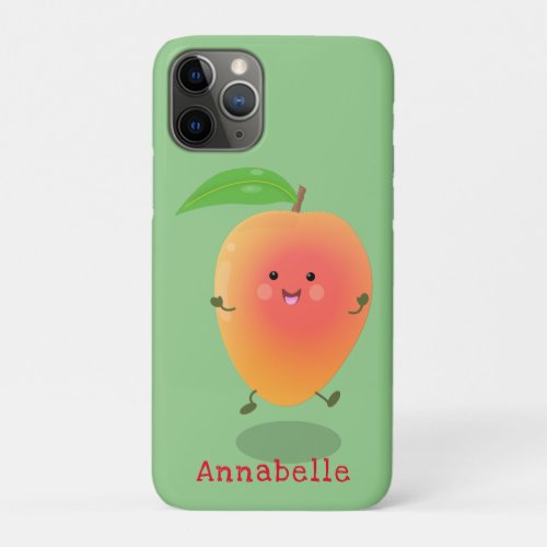 Cute happy mango yellow cartoon illustration iPhone 11 pro case