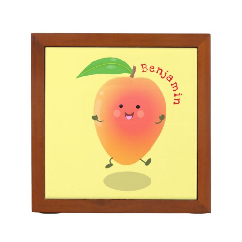 Cute happy mango yellow cartoon illustration desk organizer