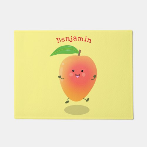 Cute happy mango yellow cartoon illustration doormat