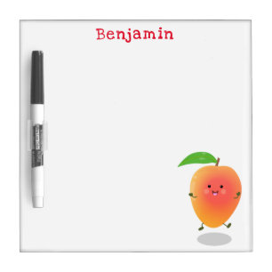Cute happy mango yellow cartoon illustration dry erase board