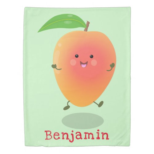 Cute happy mango yellow cartoon illustration duvet cover