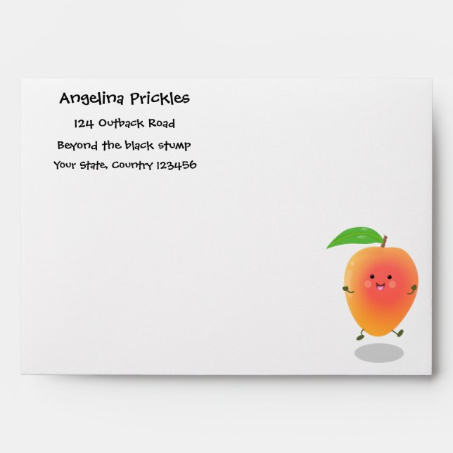 Cute happy mango yellow cartoon illustration envelope (Front)