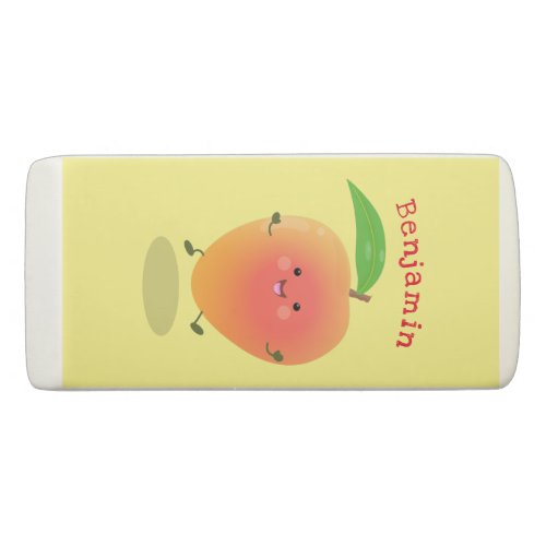 Cute happy mango yellow cartoon illustration eraser