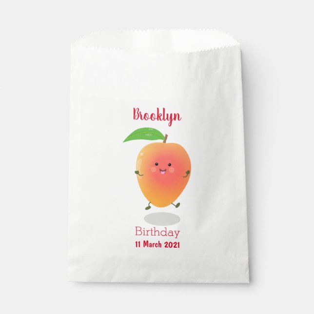 Cute happy mango yellow cartoon illustration favor bag (Front)