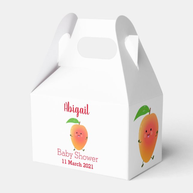 Cute happy mango yellow cartoon illustration favor boxes (Front Side)