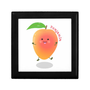 Cute happy mango yellow cartoon illustration gift box