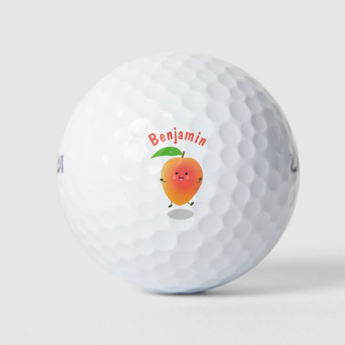 Cute happy mango yellow cartoon illustration golf balls