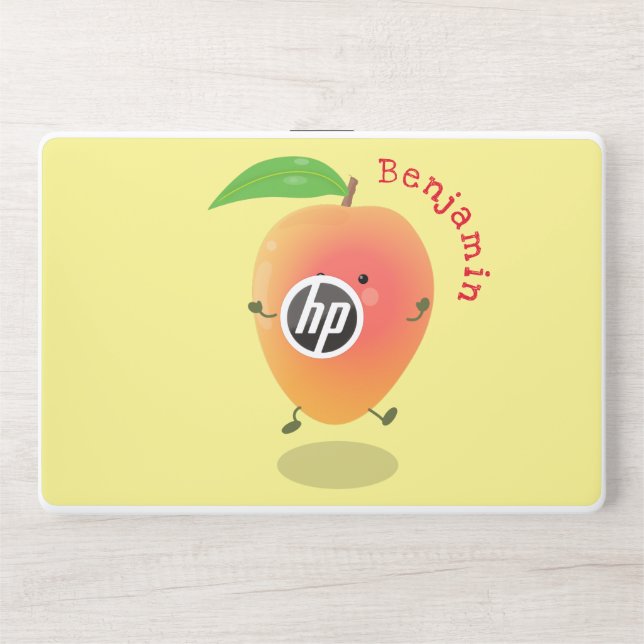 Cute happy mango yellow cartoon illustration HP laptop skin (Front)