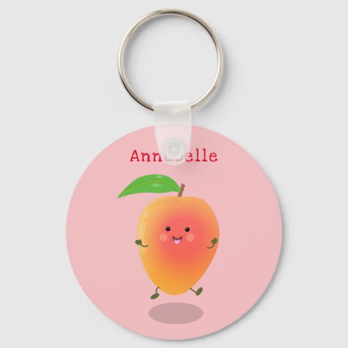 Cute happy mango yellow cartoon illustration keychain