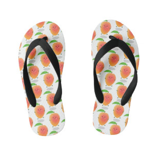 Cute happy mango yellow cartoon illustration kid's flip flops