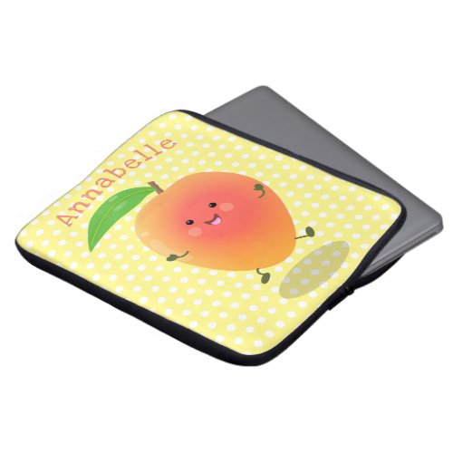 Cute happy mango yellow cartoon illustration laptop sleeve
