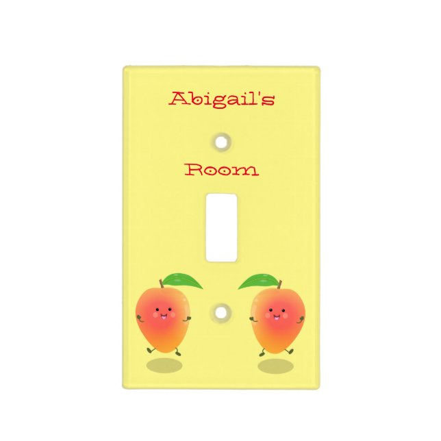 Cute happy mango yellow cartoon illustration  light switch cover (Front)