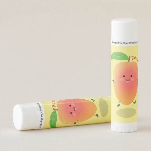 Cute happy mango yellow cartoon illustration lip balm