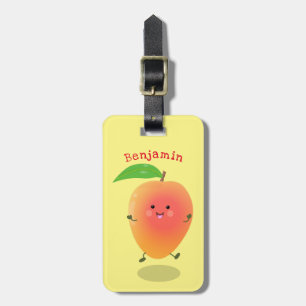 Cute happy mango yellow cartoon illustration luggage tag