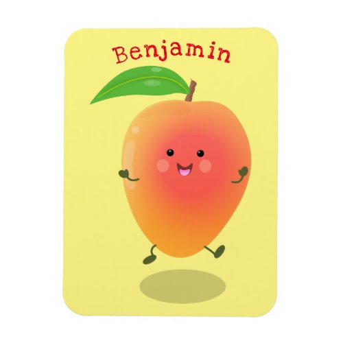 Cute happy mango yellow cartoon illustration magnet
