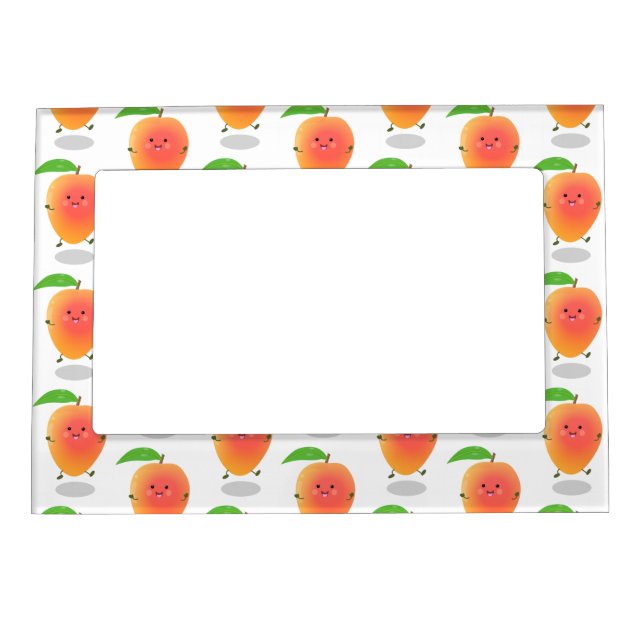 Cute happy mango yellow cartoon illustration magnetic frame (Front)
