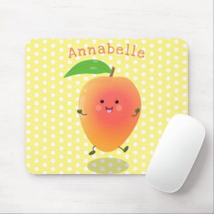 Cute happy mango yellow cartoon illustration mouse pad