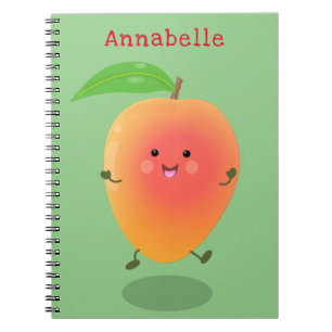 Cute happy mango yellow cartoon illustration notebook