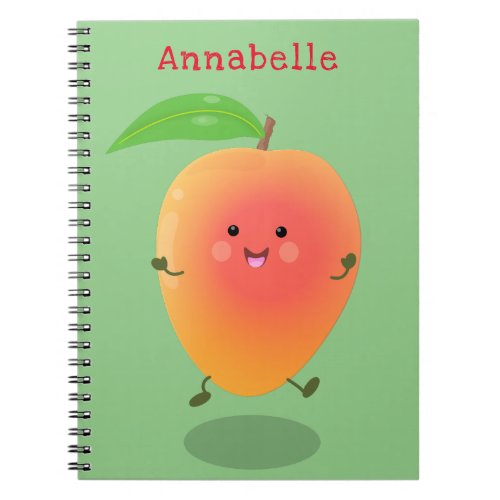 Cute happy mango yellow cartoon illustration notebook