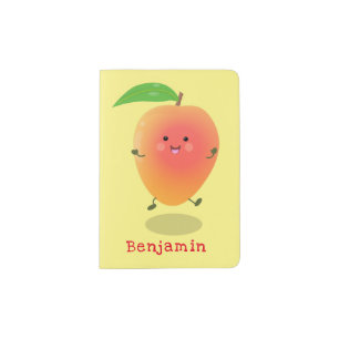 Cute happy mango yellow cartoon illustration passport holder