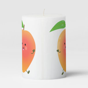 Cute happy mango yellow cartoon illustration pillar candle